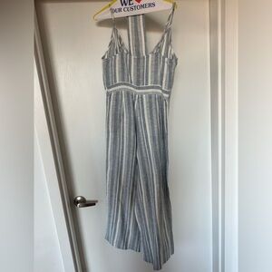 Aqua striped linen jumpsuit - Women’s small